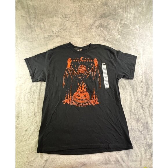 Toxic Coffin mens shirt Large All Hail Halloween black cotton Spencers tee - Picture 1 of 6